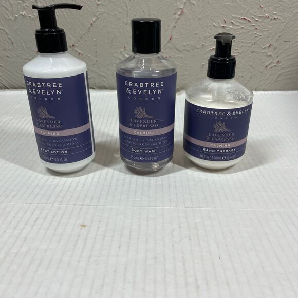 Crabtree & Evelyn Lavender & Expresso Calming Hand Therapy lotion, body wash